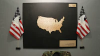 a map of the united states is displayed on a wall
